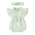 thumbnail image 2 of AherBiu Baby Clothes for Girl Romper Infant Ruffle Short Sleeve Drawstring Button down Jumpsuits Casual,Sizes 0-12 Months, 2 of 9