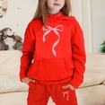 thumbnail image 2 of FhsagQ Outfits for Girls Children's Hoodie Set with Bow Print Little Girls Outfits Spring Spring Red 8-9 Years, 2 of 4