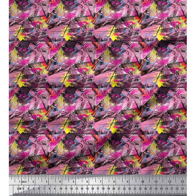 Soimoi polyester Crepe Fabric Animal Skin Abstract Print Fabric by Yard 42 Inch Wide