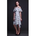 thumbnail image 4 of Bimba Blue Bird Print Cold Shoulder Women Swing Tunic Flutter Sleeve Midi Dress - XXX-Large, 4 of 6