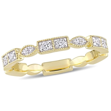 Bague d'anniversaire Miabella avec diamants 1/3 CT poids total en or jaune 10K