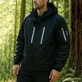 thumbnail image 2 of Lovzfmll Men's Rain Jacket Waterproof Windproof Hooded Outdoor Shell Black, L, 2 of 6