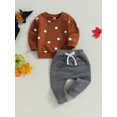 thumbnail image 3 of SUNSIOM Infant Baby Halloween Clothes Pumpkin Print Long Sleeve Sweatshirt Tops Solid Color Pants Set Fall 2Pcs Outfit, 3 of 9