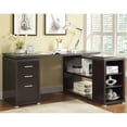 thumbnail image 2 of Scranton & Co Contemporary Wood L Shaped Writing Desk in Cappuccino, 2 of 11