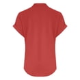 thumbnail image 5 of WEIYLL T-Shirt pour Femmes Été Coupe Ample Col en V Ourlet Incurvé T-Shirts Fluides Unis Rouges Tailles TTTTG, 5 of 5