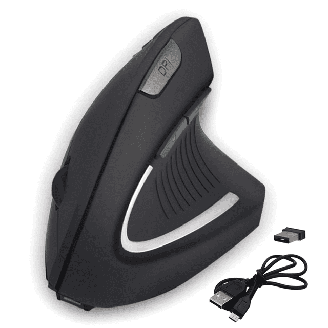 AnthroDesk Souris Verticale Sans Fil avec Conception Ergonomique Améliorée, Vue Centrée Orientée vers l'Avant d'Une Souris Verticale Verticale Profilée Verticale avec Prise Verticale; Connectivité Sans Fil 2,4 GHz, Batterie rechargeable, Promue pour Réduire la Tension au Poignet et aux Bras et compatible avec Windows et Mac OS X.