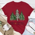 thumbnail image 2 of T-shirt Décontracté à Manches Courtes et Col Rond pour Femmes avec Imprimé Arbre de Noël, 2 of 9
