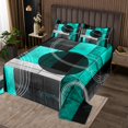 thumbnail image 2 of Erosebridal Geometric Stripe Circle Coverlet Set Twin, Black Cyan Gray Bedding Set, Abstract Room Decoration 2pcs, 2 of 5