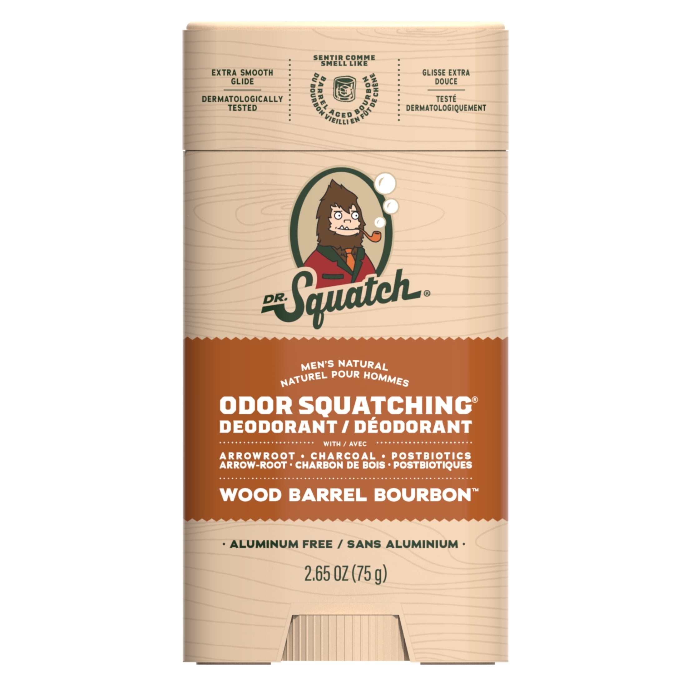 Dr. Squatch Natural Men's Deodorant - Odor-Squatching Aluminum Free - Wood Barrel Bourbon 2.65 oz