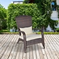 thumbnail image 2 of Outsunny Outdoor Adirondack Chair Rattan Fire Pit Chair with Cushion Cream, 2 of 9