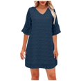 thumbnail image 1 of Cameland Robe d'Été pour Femmes, Couleur Unie, Col en V, Chiffon à Pois, Manches Courtes, Col en V, 1 of 6