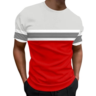 BOBOGOJP T-shirt à Manches Courtes pour Homme Adulte Grande Taille T-shirt à Manches Courtes à Col en V Mode (Rouge,3TG)
