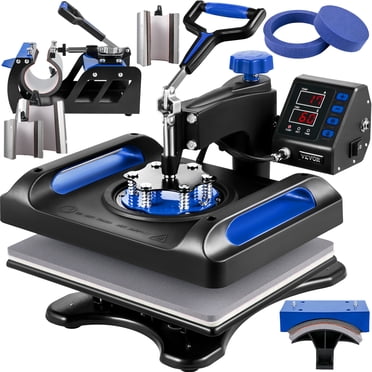 VEVOR Machine de Presse à Chaud 12 x 15 Pouces 8 en 1 Machine de Sublimation de Presse à Chaud Rotation à 360° Bascule vers l'Extérieur Machine d'Impression de Chemises 8 en 1 Chauffage à Double Tube pour T-Shirts Bricolage Casquette et Tasses Bleu