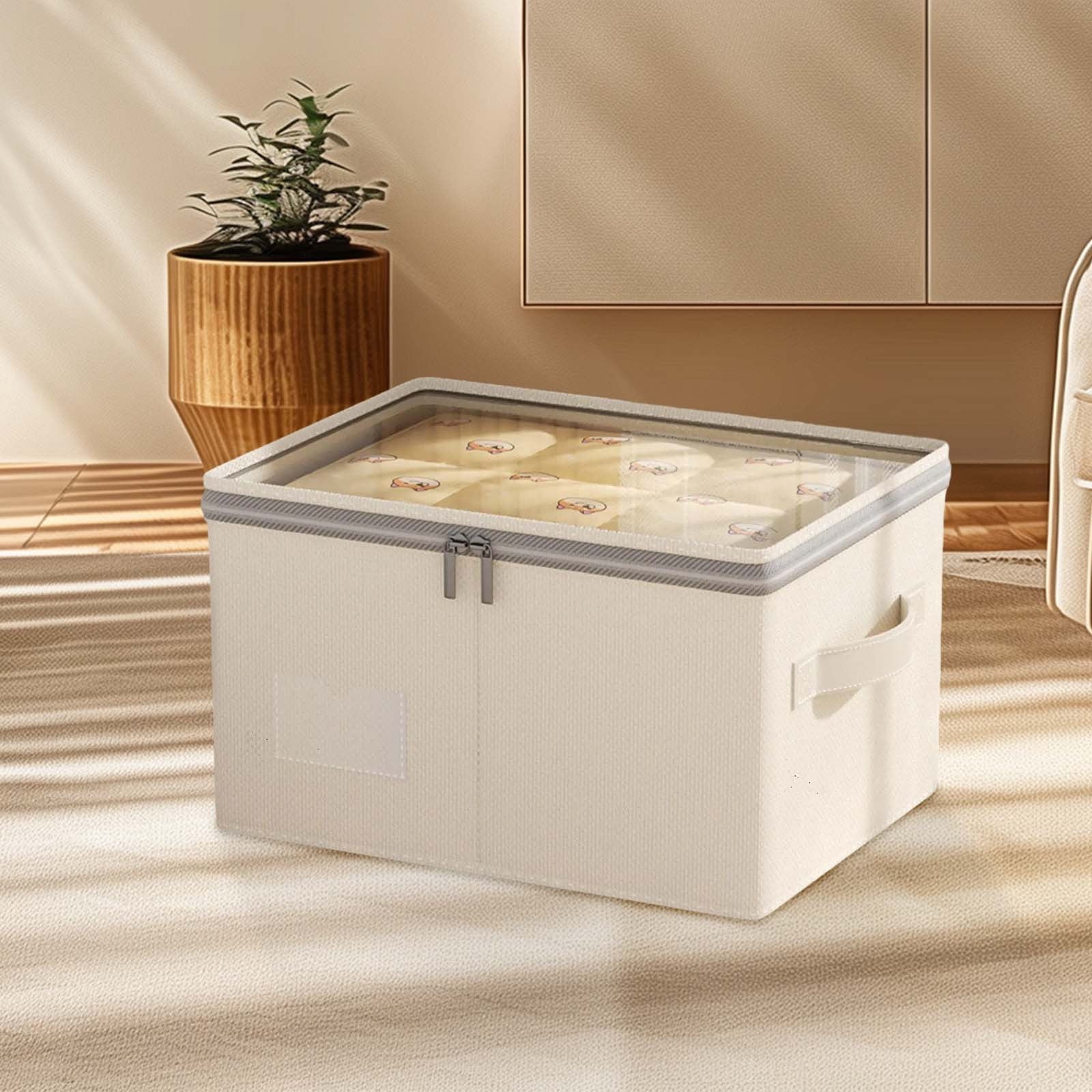 PUREKKI Visible Double Zipper Clothing Storage Box Household Thickening Storage Bag Wardrobe Large Storage Box