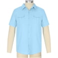 thumbnail image 3 of Chemises Décontractées pour Hommes en Coton et Lin Uni à Double Poche à Manches Courtes, 3 of 8