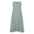 thumbnail image 3 of UPPADA Robe Grande Taille pour Femmes Pulpeuses Chic Décontractée Tendance 2025 Été Robes Sans Manches Coton Lin Fluide Robe Soleil Couleur Unie Boutonnée Col Ras du Cou Robe avec Poches Liquidation, 3 of 7