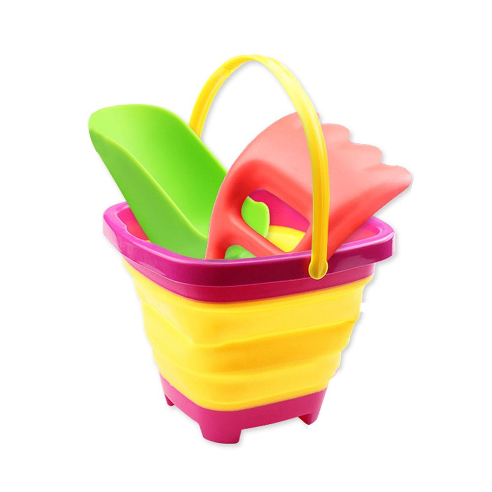 Kit De Plage Enfant – Seau Pliable Silicone, Moules Animaux Marins, Pelle, Râteau, Sac – Jouets Sable Extérieur Dès 3 Ans