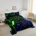 thumbnail image 3 of YST Ensemble de Douillette Gamer Adolescents Garçons Grand Lit, Vert Marine Blue Buffalo, Noir Réversible, 3 of 7