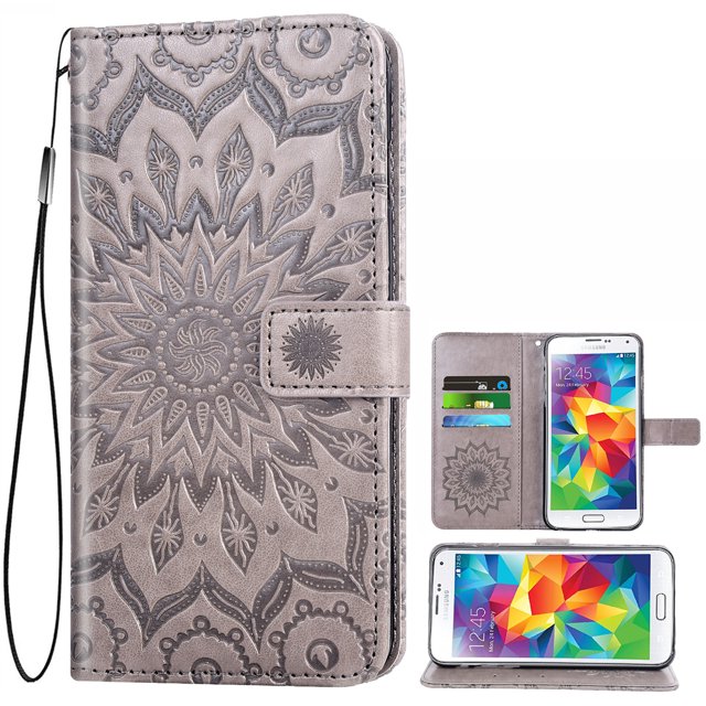 Étui de Téléphone pour Samsung Galaxy S5, Étui Portefeuille Folio à Rabat, Porte-Cartes en Cuir PU avec Fentes, Protection Intégrale Robuste, Support, Étui de Protection pour Téléphone pour Galaxy S5 Hommes, Noir