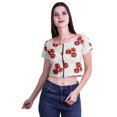 thumbnail image 2 of Moomaya Printed Viscose Crop Top Short Sleeve Zipper Tunic Womens Summer Tops, 2 of 4