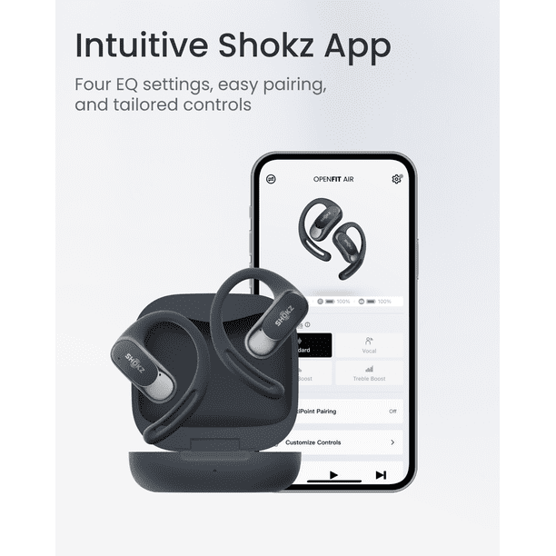 Shokz OpenFit Air, True Wireless, Built-In Smart Microphone, Black