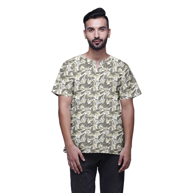 Atasi Kurta Indienne pour Garçons Imprimée Manches Courtes Kurta pour Hommes Kurta Designer