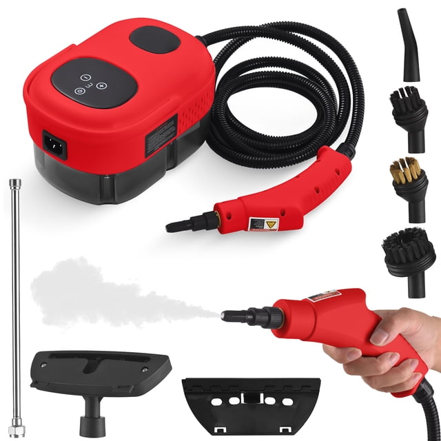 2500W High-Pressure Handheld Steam Cleaner with 105℃ Deep Cleaning, 6 Adjustable Gears via Smart Touch Screen, 1000ml Large Water Tank, Multiple Nozzle Accessories for Home, Car, Glass & Clothes -