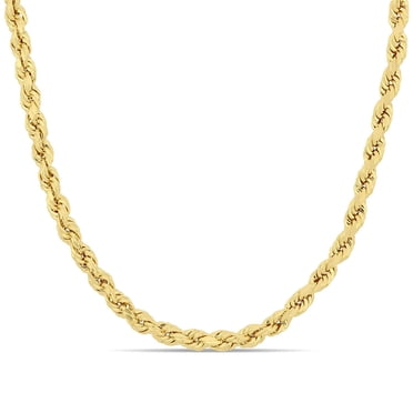 Miabella 10K Yellow Gold 4MM Rope Chain Necklace, 18"