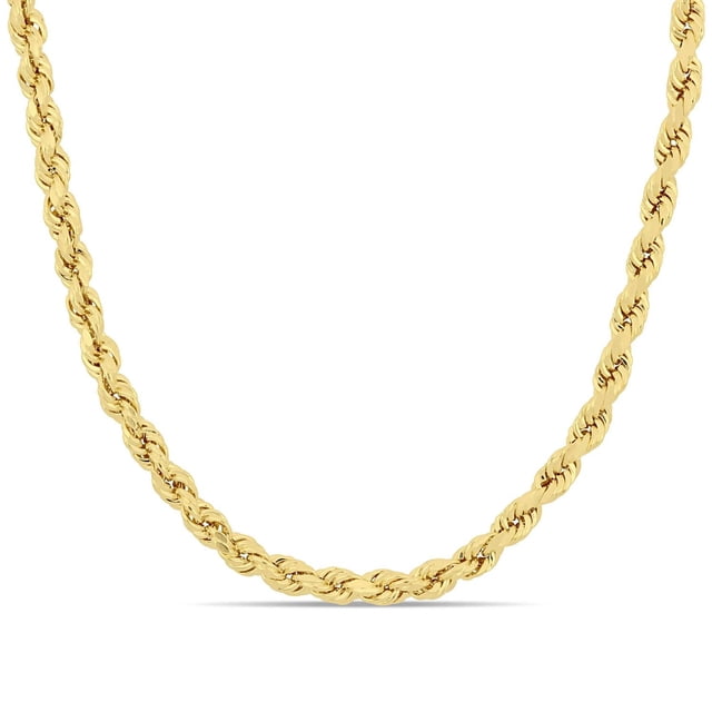 Miabella 10K Yellow Gold 4MM Rope Chain Necklace, 18"