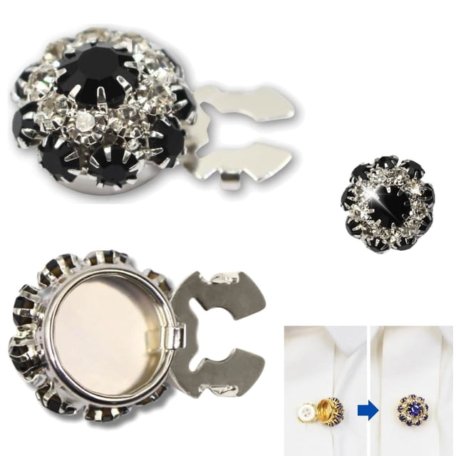 Rhinestone Button Covers Crystal Buttons For Clothing Detachable Shirt Button Clips Buttons Jewelry Button Snaps With Pliers Press