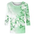 thumbnail image 4 of Birdeem Blouse pour Femmes T-Shirt Imprimé Mode Manches 3/4 Blouse Col Rond Hauts Décontractés, 4 of 12