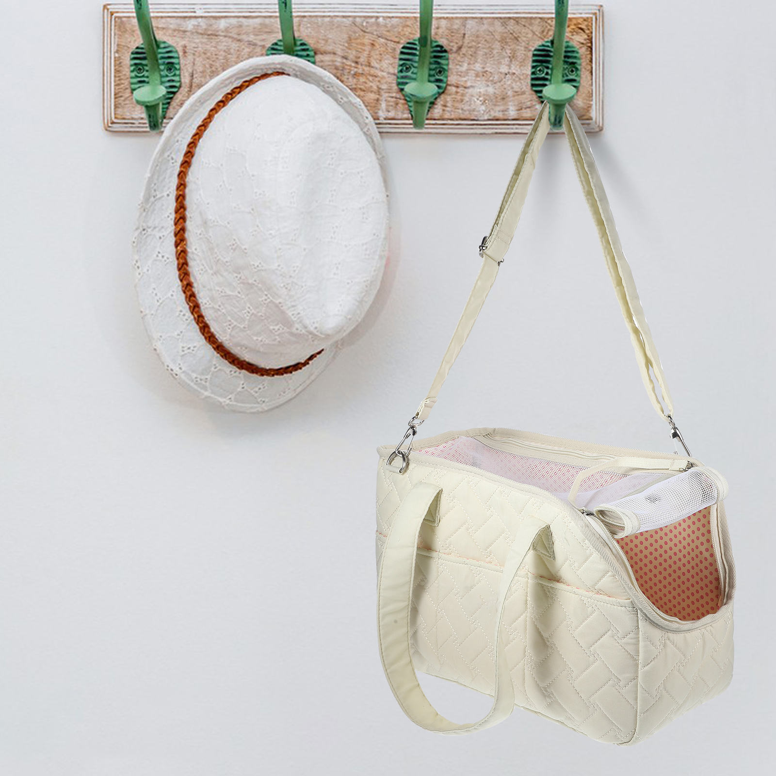 Raindrops Small Dog Carriers Canvas Beige Breathable 1Pack