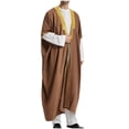 thumbnail image 4 of Pisexur Renaissance Costume Men's Muslim Robe Arab Middle Robe Long Style Long Sleeve Embroidered Standing Neck Pocket Long Shirt Fashion Casual Robe Medieval Costume, 4 of 5
