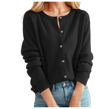 Cardigan pour Femme Chandail Classique Col Rond Col à Boutons Tricot devant Ouvert Cardigan pour Femme G