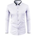 thumbnail image 1 of RXIRUCGD Chemise Décontractée pour Homme à Manches Longues avec Boutons, Poche et Col Rabattable, Blanc, Taille : S, 1 of 3