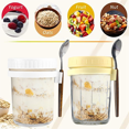 thumbnail image 3 of Overnight Oats Container Glass Cereal Cups to Go with Spoon Yoghurt Cup to Go Cup with Lid Cereal Airtight Container, 3 of 6