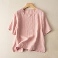 thumbnail image 2 of Yuyuzo Hauts pour Femmes T-Shirts à Manches Courtes Col Ras du Cou Décontractés Confortables Blouses Tuniques Amples, 2 of 7