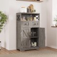 thumbnail image 2 of VEANERWOOD Farmhouse Storage Cabinet with Doors and Drawers, Freestanding Kitchen Pantry Cabinet Sideboard, Grey, 2 of 5