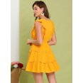 thumbnail image 4 of INSPIRE CHIC Women's V Neck Ruffle Trim Sleeve Button Front Casual Tiered Dress, 4 of 6