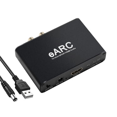Extracteur Audio HDMI eARC ARC 192Khz Convertisseur Audio eARC vers RCA Adaptateur Numérique vers Analogique, Adaptateur TV HDMI eARC ARC pour DTS Dolby Atoms AC3 LPCM Fibre AY128
