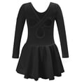 thumbnail image 4 of Robes pour Petites Filles Manches Longues Robe de Ballet Unie Danse pour Enfants Filles Justaucorps Tutu Tenue Performance Pratique Robe Douce Extensible Robe Ado Fille Noir 8 Ans-9 Ans, 4 of 6