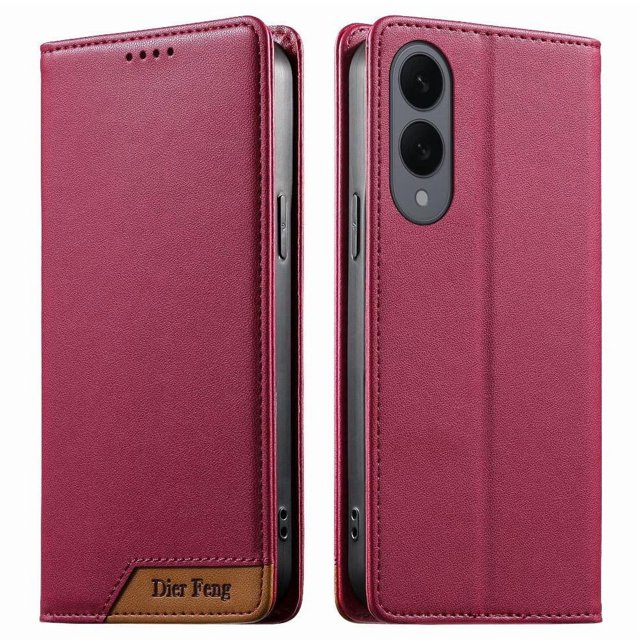 Wallet Case for Samsung Galaxy S25 Edge RFID Blocking Flip Cover with Card Slots & Cash Pocket, Strong Magnetic Closure, Wireless Charging Compatible Red