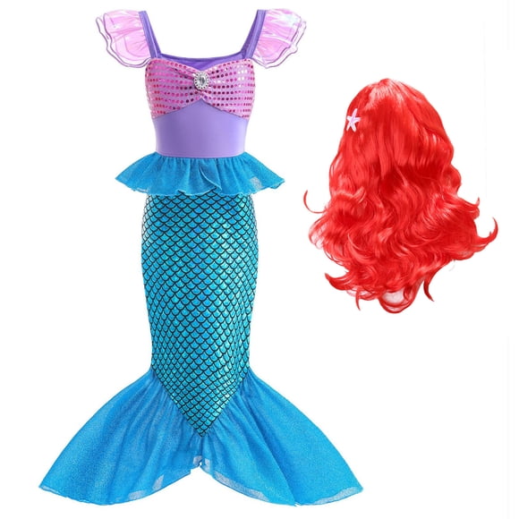 SUEE Little Girls Mermaid Costume Princess Dress up Pretend Play Halloween Birthday Outfit