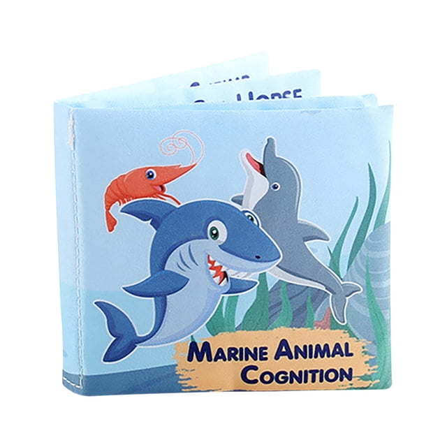SIYTUAU Baby Ocean Cloth Book With Hand Puppet Animals Sensory Educational Washable Crinkle Sound Book 4 Pages 8 Sides Fabric Book D D