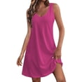 thumbnail image 1 of biudgviw Robe Débardeur Midi pour Femme Été Col en V Sans Manches Ligne A Robe T-Shirt Décontractée Ample Robes d'Été avec Poche, 1 of 6