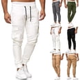thumbnail image 4 of Cotton Men Trousers Solid Color Replacement Stylish Solid Color Washable Easy Matching Middle Waist Home Long Pant Clothes White Grey L, 4 of 9