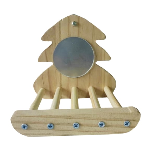 Milaget Parrot Bird Mirror Birdcage Accessory Cage Stand for Finch Canary Cockatiels wood color