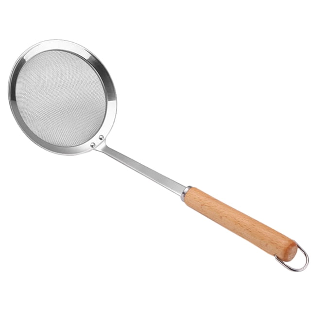 Oleegame 1PC Kitchen Utensils Set Stainless Steel Powder Hedge With Wooden Handle Colander Powder From Cooking Hedge Malatang Net Leaky Rice Line Fishing Oil Separation Kitchen Tools