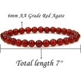 thumbnail image 2 of Bracelet Extensible en Perles Rondes de 6 mm en Agate Rouge Naturelle de Qualité AA 7 Pouces Unisexe, 2 of 5