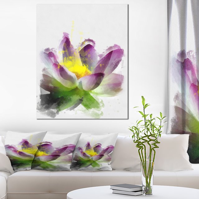 Lotus Flower Sketch Watercolor - Floral Canvas Art Print